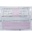 Cassapanca Porta Corredino o Accessori per Neonata Bimba, Rosa e Bianco, con Fiocchi e Orsetto Peluche, in Legno Artigianale