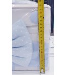 Cassapanca Porta Corredino o Accessori per Neonato Bimbo, Celeste e Bianco, con Fiocchi, Fascia e Bottoni, in Legno Artigianale