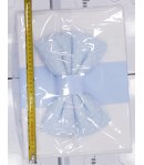 Cassapanca Porta Corredino o Accessori per Neonato Bimbo, Celeste e Bianco, con Fiocchi, Fascia e Bottoni, in Legno Artigianale