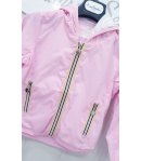 Giubbino per Bambina e Ragazza, Rosa, in Nylon Antivento Foderato, con Cerniere Chiusura e Tasche, Sweet