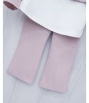 Completo per Bimba e Bambina, Rosa e Bianco, con Collo Alato e Chiusura a 2 Bottoni, in Viscosa e Poliestere, Manfredi