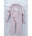 Completo per Bimba e Bambina, Rosa e Bianco, con Collo Alato e Chiusura a 2 Bottoni, in Viscosa e Poliestere, Manfredi