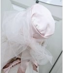 Abitino da Battesimo e Cerimonia Neonata Bimba, Bianco con Cappellino e Pellicciotto Rosa, in Poliestere, Nazareno Gabrielli