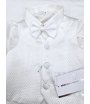 Completino da Battesimo e Cerimonia Neonato Baby, Bianco, Fantasia a Micro-Rombi, in Tecnoraso Semilucido, Nazareno Gabrielli
