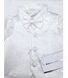 Completino da Battesimo e Cerimonia Neonato Baby, Bianco, Fantasia a Micro-Rombi, in Tecnoraso Semilucido, Nazareno Gabrielli