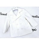 Cappottino da Battesimo e Cerimonia Neonato Bimbo, Bianco, in Panno Liscio, con Doppiopetto a 6 bottoni, Klaiadì