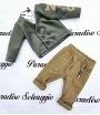 Completino per Neonato Bimbo, Verde, Bianco e Beige, con Ciondolo in Vita, in Tessuto Scamosciato e Velluto, Nazareno Gabrielli