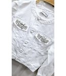 giubbino bimba in jeans, bianco con strass sulle tasche, marca lolly
