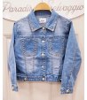 Giubbino bimba in Jeans, Con Strass su Tasche e Colletto con Bottoni Borchiati, marca lolly