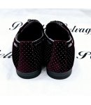 Mocassino Uomo Scamosciato a Pois con Pon Pon, Color Prugna, Marca Gianni