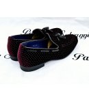 Mocassino Uomo Scamosciato a Pois con Pon Pon, Color Prugna, Marca Gianni