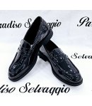 Mocassino Uomo in Ecopelle Vernice, Blu, Marca Luchi