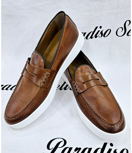 Mocassino Uomo, Pelle, Color Cuoio, Marca Manfredi
