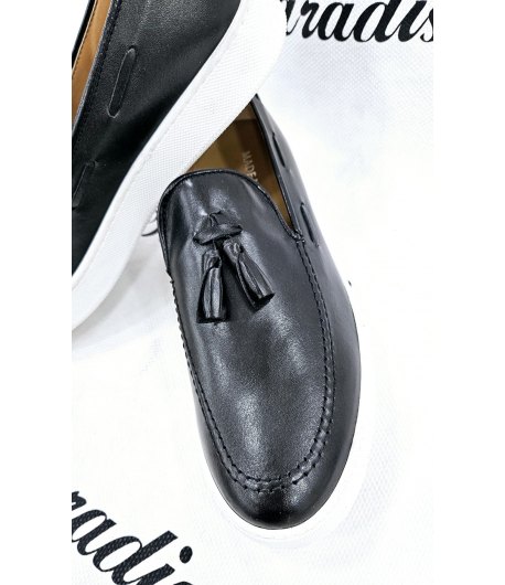 Scarpa Mocassino Uomo, In Pelle, Nera, Marca Manfredi