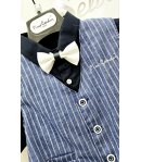 Completino Baby Cerimonia Casual, Colore Ginsato Blu E Bianco, Qualità Cotone, Marca Pierre Cardine