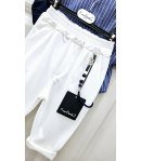Completino Baby Cerimonia Casual, Colore Ginsato Blu E Bianco, Qualità Cotone, Marca Pierre Cardine