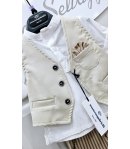 Completino Baby Cerimonia Casual, Cotone Elasticizzato, beige Bianco e NocciolaNazareno Gabrielli