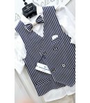 Completino Bimbo Cerimonia Casual, Cotone Elasticizzato, Beige bianco e Blu,Nazareno Gabrielli