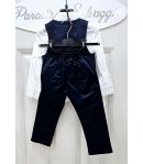 Completino Bimbo Cerimonia Casual, Cotone Elasticizzato, Beige bianco e Blu,Nazareno Gabrielli