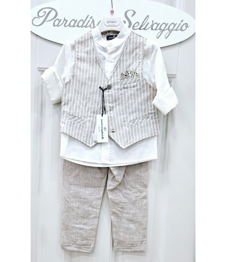 Completino Bimbo, Lino, Beige e Panna ,Nazareno Gabrielli