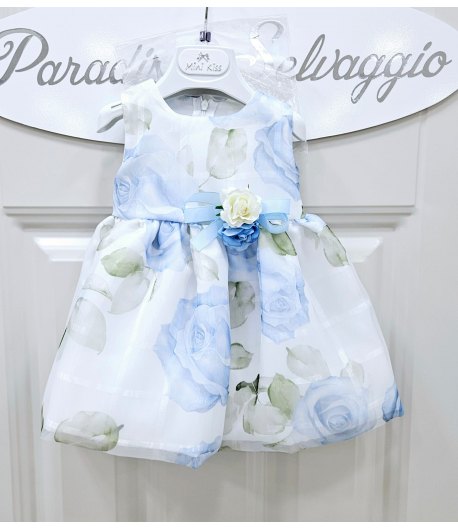 Abitino Baby Cerimonia e Casual, Colore Bianco Celeste e Verde, Marca Mini Kids
