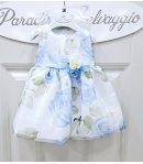 Abitino Baby Cerimonia e Casual, Colore Bianco Celeste e Verde, Marca Mini Kids