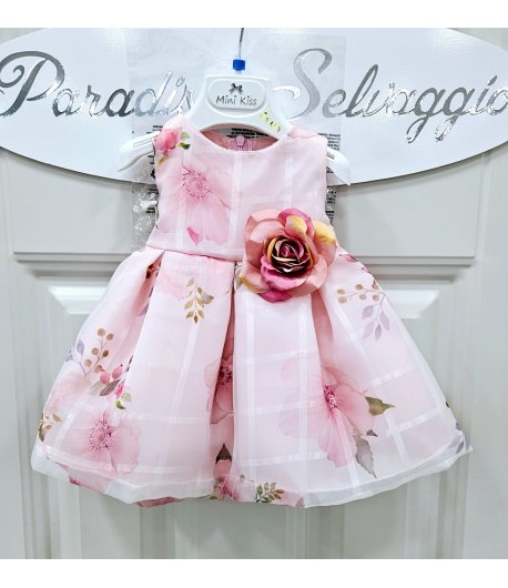Abitino Baby Cerimonia e Casual, Colore Rosa, Qualità Organza, Marca Bimba