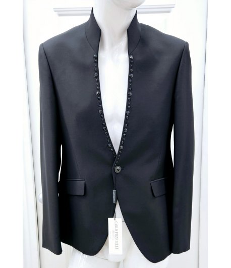 giacca Uomo, Nera, Qualità Lana Wool e Viscosa, Marca Carlo Pignatelli