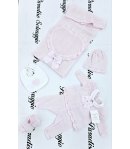 Coordinato Per Neonata, Colore Rosa, Qualità Filo Di Cotone Estivo, Marca Teneri E Belli