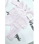 Coordinato Per Neonata, Colore Rosa, Qualità Filo Di Cotone Estivo, Marca Teneri E Belli