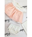 Coordinato Per Neonata Prima Uscita, Rosa e Panna, Qualità Cotone, Marca Hophopla