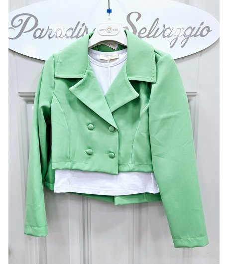 Completino Bimba, Verde Tiffany, Qualità Cotone Elasticizzato, Marca Kitty