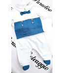 Coordinato Per Neonato, Color Ottanio E bianco, Qualità Cotone, Marca Hophopla