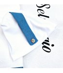 Coordinato Per Neonato, Color Ottanio E bianco, Qualità Cotone, Marca Hophopla