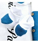 Coordinato Per Neonato, Color Ottanio E bianco, Qualità Cotone, Marca Hophopla