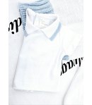 Coordinato Per Neonato, Color bianco e Celeste, Qualità Cotone, Marca Prime Emozioni