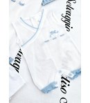 Coordinato Per Neonato, Color bianco e Celeste, Qualità Cotone, Marca Prime Emozioni