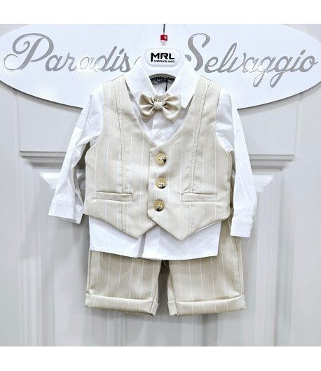 Completino Baby, Panna, Qualità Cotone Elasticizzato, Marca Mariolina