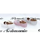 Scarpa Bambolina, Colore Rosa Grigia e Bianca Qualità Ecopelle, Marca Giardino d'oro