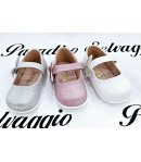 Scarpa Bambolina, Colore Rosa Grigia e Bianca Qualità Ecopelle, Marca Giardino d'oro