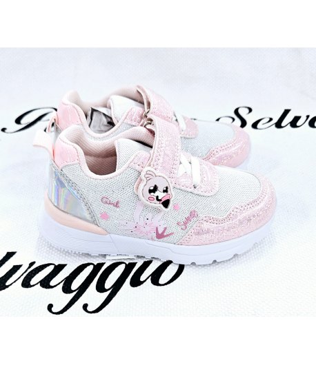 Sneekers Baby, Colore Rosa e Bianca, Qualità Tessuto E Ecopelle, Marca Bacio E Bacio