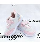 Sneekers Baby, Colore Rosa e Bianca, Qualità Tessuto E Ecopelle, Marca Bacio E Bacio