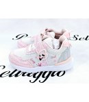 Sneekers Baby, Colore Rosa e Bianca, Qualità Tessuto E Ecopelle, Marca Bacio E Bacio