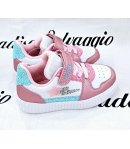 Sneekers Bimba, Colore Bianca Rosa E Turchese, Qualità Ecopelle E Glitter, Marca Giadino D'Oro