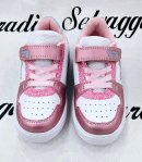 Sneekers Bimba, Colore Bianca Rosa E Turchese, Qualità Ecopelle E Glitter, Marca Giadino D'Oro