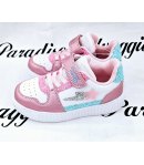 Sneekers Bimba, Colore Bianca Rosa E Turchese, Qualità Ecopelle E Glitter, Marca Giadino D'Oro