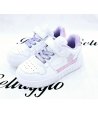 Scarpa Sneakers Bimba, Colore Bianca Rosa E Lilla, Qualità Ecopelle, Marca Giardino D'Oro