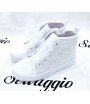 Scarpa Sneakers Bimba, Colore Bianca, Qualità Ecopelle e Tessuto E Pizzo Semi Lucido, Marca Giardino D'Oro