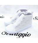 Scarpa Sneakers Bimba, Colore Bianca, Qualità Ecopelle e Tessuto E Pizzo Semi Lucido, Marca Giardino D'Oro