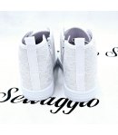 Scarpa Sneakers Bimba, Colore Bianca, Qualità Ecopelle e Tessuto E Pizzo Semi Lucido, Marca Giardino D'Oro